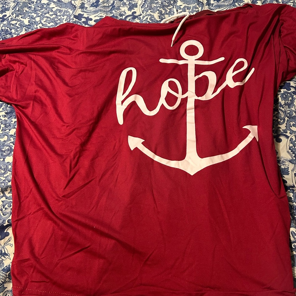 Maroon Anchor Graphic T-Shirt & Skirt Set 3x- ChicMe